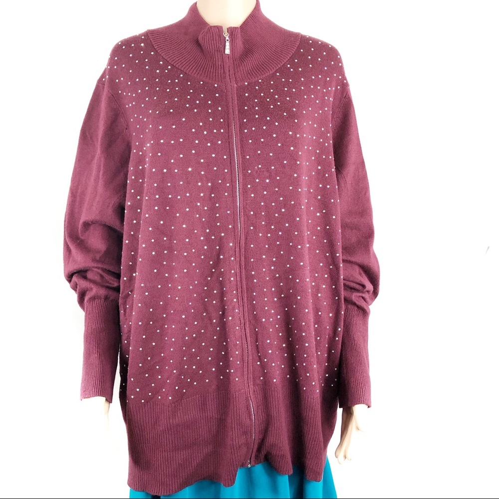 Questions Red 3X Cardigan